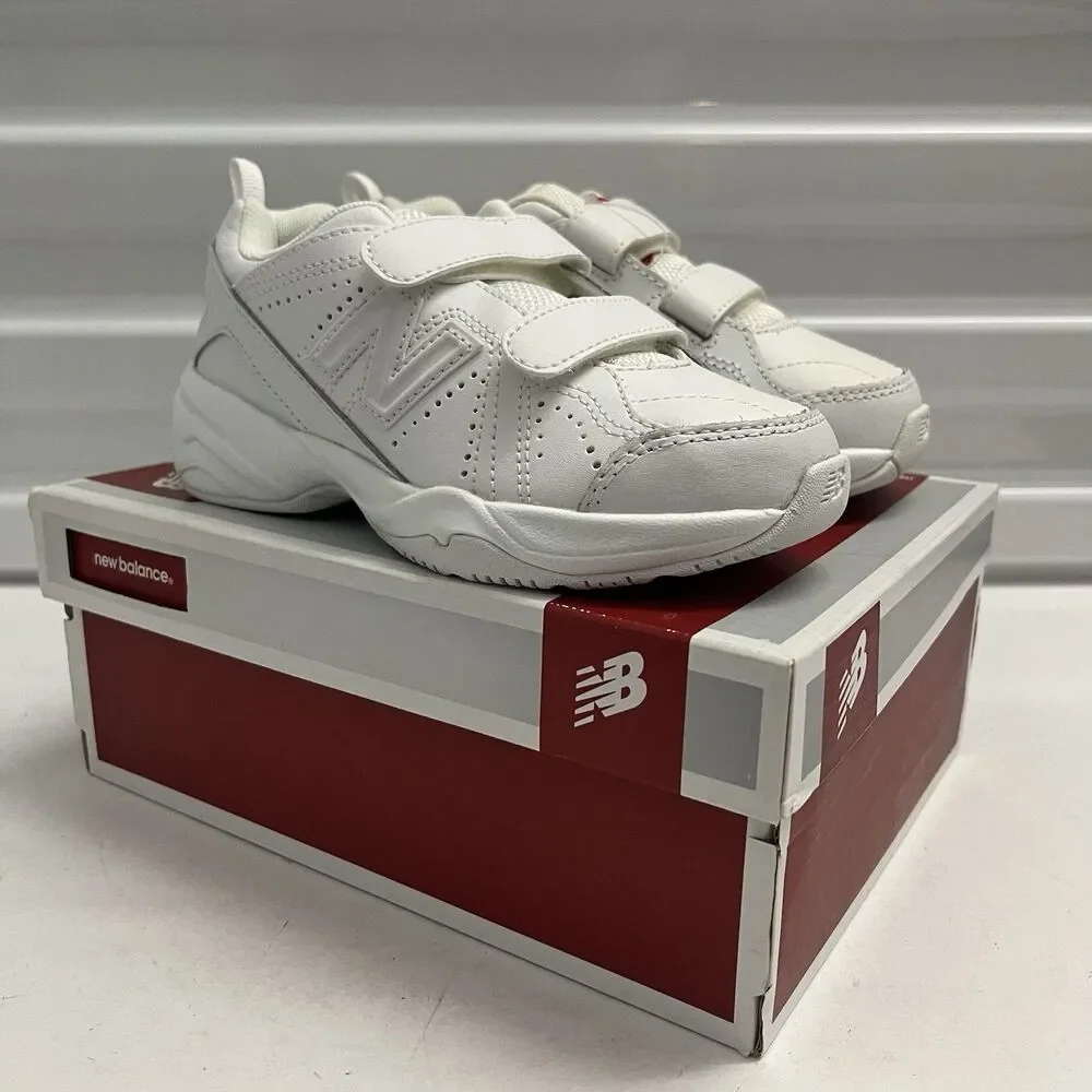 New Balance 624 White Hook Loop Leather Training Uniform Shoes SZ 12 W